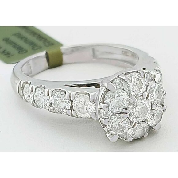 Genuine 1.60 Cts Diamonds Engagement Ring Solid 14k White Gold - Picture 2 of 6